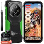 Blackview Fort 1 Rugged Smartphone-Android 15, 10000mAh 18W, 12GB+128GB/2TB,6.56" 90Hz,IP69K Waterproof Phone 4G Dual SIM, NFC/OTG/GPS/3 Card Slots/Glove Mode, Rugged Phone(AI)