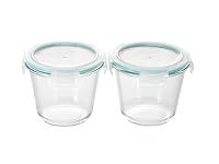 Stonehouse Two 700ml round glass containers with lids. Ideal for meal prep, salad jars, ramen jars, soup and stews. Oven, Microwave, Freezer safe (Pack of 2)