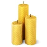 Beeswax Pillar Candles Set of 3, La