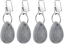 Tablecloth Weights Hangers, Tablecloth Pendant Stone Table Cover Weights with Metal Clips for Outdoor Party Picnic Table Decoration (Grey (4pcs))