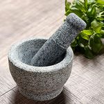 EZAHK Stone Mortar and Pestle Set for Spices, Okhli Masher, Khalbatta, Kharal, Mixer, Natural & Traditional Grinder (6 inch big size heavy duty) pack of 1