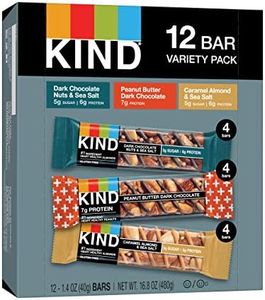 KIND Nut Bars Favorites Variety Count, 1.4 Ounce, 12 Count, Dark Chocolate Nuts and Sea Salt, Peanut Butter Dark Chocolate, Caramel Almond and Sea Salt