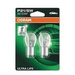 OSRAM ULTRA LIFE P21/5W halogen signal lamp, brake light, rear fog light, 7528ULT-02B, 12 V passenger car, double blister (2 units)