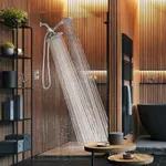 SparkPod Dual Shower Head - 8'' High Pressure 55-Mode Rain Shower Heads with Handheld Spray Combo - Rainfall, Handheld & Dual Mode - Easy Install 3-Way Showerhead with Hose & Holder (Polished Chrome)