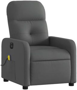 vidaXL Sillón Reclinable de Masaje Eléctrico, Silla con Respaldo Reposabrazos, Sillón de Relax Descanso, Asiento Ajustable, Tela Gris Oscuro
