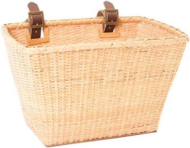 Retrospec Bicycles Cane Woven Rectangular Toto Basket with Authentic Leather Straps and Brass Buckles, Natural