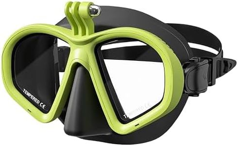 Anti Fog Diving mask, 180 ° Panoramic View, Surgical Grade Silicone, Quick Adjustment Buckle System Diving Mask with Camera Mount, Tempered Glass Lens, Green and Black (Black Green)