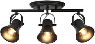 KEESFU 3-Light Track Lighting Kit,Black Semi Flush Mount Ceiling Light with 3 Rotatable Light Heads,Industrial Accent Lighting for Livingroom,Bathroom,Hallway,Art Wall,Bathroom,Kitchen.(3-Light)