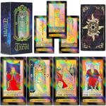Smoostart 78 Tarot Cards with Guidebook, Holographic Tarot Cards Deck Future Telling Game with Colorful Box for Beginners and Professional Player