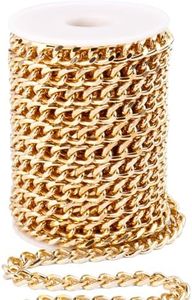 33 Feet Large Aluminum Curb Cuban Chains 8.5mm Gold Plated Twisted Cable Link Chain with Spool for Jewelry Making DIY Crafts