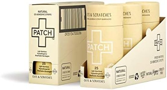 PATCH Natural Eco-Friendly Bamboo Adhesive Sensitive Skin Bandages, Hypoallergenic Bandages for Sensitive Skin, Compostable, Biodegradable, Latex Free and Plastic Free, 25 count - 3pk