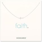 Dogeared Faith, Small Sideways Cross Necklace, One Size, Sterling Silver, No Gemstone