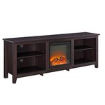 Walker Edison Wren Classic 4 Cubby Fireplace TV Stand for TVs up to 80 Inches, 70 Inch, Espresso