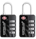 TSA Approved Locks - Pack Of 2- UK Brand - New And Improved Model for 2023- Premium Quality Luggage Locks by CONTROLLED SECURITY. 4 Digit Security Padlock For Suitcases, Rucksacks, Gym Bags & Lockers.