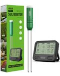 Dr.meter 4-in-1 Soil Moisture Meter, Temperature/Light/Time/Soil Water Monitor with Digital LCD Display for Indoor Outdoor Plants, Garden, Lawn Soil Hygrometer Sensor Tester, Gardening Gifts