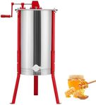 Garvee 3 Frames Manual Honey Extractor, Food Grade Stainless Steel Manual Beekeeping Extraction, Honeycomb Drum Spinner with Adjustableheight Legs, Transparent Lid, for Apiarys, Beekeepers & Beehi