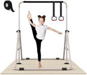 Nimsqury Foldable Gymnastics Bar, 5-Height Adjustable Gymnastic Bars for Kids at Home,Robust & Stable for Indoor/Outdoor Using,Weight Limit 140LBS