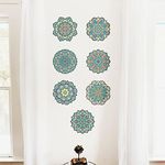 Colorful Mandala Wall Decals Peel and Stick 7 kinds Mandala Flower Vinyl Wall Stickers Removable Lotus Wall Art Decor for Bedroom Living Room Office Cafe Art Room Wall Window Decor