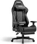 ANBEGE Gaming Chair, Ergonomic Computer Chair with Footrest and Lumbar Support,Office Chair Adjustable PU Leather Racing Executive Swivel Rolling Chair (Black)