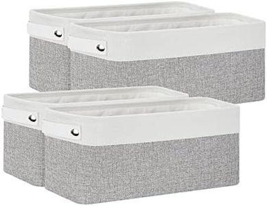 Bidtakay Small Bins for Organization Fabric Baskets for Toilet Paper Storage [4-Pack] Collapsible Narrow Baskets for Towels Socks Organizer Decorative Bins for Nursery Closet Cabinet -15x6x5.5In