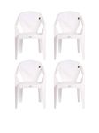 PETALS Nakshatra Plastic Chairs | Plastic Arm Chair for Home and Garden | Bearing Capacity 150kgs (White) (Set of 4)