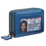 GAEKEAO Womens Credit Card Holder Wallet Genuine Leather Card Case RFID Blocking Small Blocked Purses for Women with Zipper Coin Purse