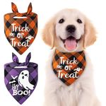 XOYTN 2PACK Halloween Dog Bandanas,Adjustable Triangle Halloween Dog Scarf Classic Spider Ghost Halloween Pet Neckerchief Bibs for Puppy Small Medium Large Dogs Cats