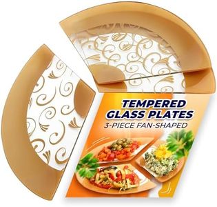 GAC 3 Section Serving Tray – Set of 3 Fan-Shaped 8x14” Tempered Glass Plates, Divided Serving Platter, Oven & Microwave Use Decorative Serving Platter, Break & Chip Resistant, Dishwasher Friendly