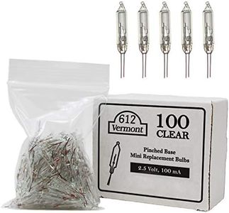 612 Vermont 2.5V Clear Mini Christmas Replacement Bulbs for Christmas Trees and Incandescent String Lights, Pinched Base, 100 Count (0.50 Watt, 200 mA)