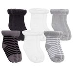 Kushies 6-Pack Terry Newborn Socks - Black/Grey