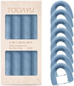 Togayu Heatless Curls Overnight Set - Jumbo Overnight Hair Curlers to Sleep In, Soft Velvet Hair Rollers for Women, No Damage Curls Styling Tools (8pcs Blue）