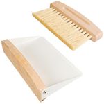 Small Dust Pan and Brush Set, Mini Hand Broom and Dustpan Set, Wooden Crumb Sweeper for Home Desktop, Sofa, Pet Care Household (White)