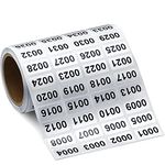 Consecutive Number Label Stickers Waterproof Inventory Number Stickers for Inventory Storage Classification, 0.39 x 0.78 Inch (0001 to 2000)