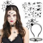 HOWAF Halloween Headband Halloween Spider Headband Halloween Necklace Choker Halloween Spider Tattoos for Halloween Costume