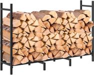 NANANARDOSO 4ft Outdoor Indoor Firewood Rack Holder for Fireplace Wood Storage, Bottom Widening, Adjustable Heavy Duty Fire Log Stacker Stand for Fireplace Metal Lumber Storage Carrier Organizer