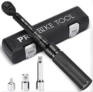 PRO BIKE TOOL 3/8 Torque Wrench Black Matte - Bike Maintenance Park Tool Torque Wrench 10 to 60 Nm Range with 0.5 Nm Micro Adjustments - Includes 1/2" & 1/4" Adapter, Extension Bar & Storage Box