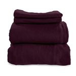 Whisper Organics, Organic Bed Sheets - 4-Pc Flannel Sheet Set - 100% Organic Cotton Flat Sheet + Fitted Sheet + Pillowcases - 170 Gram GOTS Certified Sheets, Aubergine (Full)