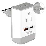 Ceptics Italy Travel Adapter, QC 3.0 & PD, Safe Dual USB & USB-C - 2 USA Socket Compact & Powerful - Use in Uruguay, Libya, Syria, Tunisia, Chile - Type L AP-12 - Fast Charging (AP-12A)