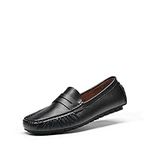 DREAM PAIRS Women's Penny Loafers Slip-on Leather Loafers Moccasins Shoes Flats,Size 8,Black,SDLS2313W