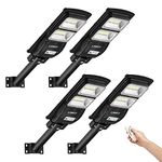 LANGY Plastic 4 Pack 60W Solar Street Light,120 LED 6000 Lumens with PIR Motion Sensor, Dusk to Dawn Security Led Light for Square,Yard, Garden,Basketball Court