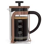 InstaCuppa Premium French Press Coffee Makers with 4 Part Superior Filteration, Heat Resistant Borosilicate Glass Carfafe (1000 ML with Protective Sleeve, Copper)