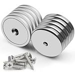 FINDMAG 10 Pack Magnets, 32 x 5 mm 90 LB Pull Force Strong Magnet, Neodymium Magnets, Magnets Strong, Round Countersunk Hole Rare Earth Magnets for Whiteboards, Refrigerator, Kitchen, Workplace, Wall