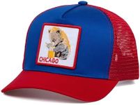 City-Flex Chicago Baseball Fan Patch Trucker Hat - Netted Snapback Baseball Cap with Team Design for Men & Women (Blue/Red)