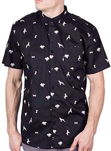 Visive Mens Hawaiian Shirt Short Sleeve Button Down Slim Fit Shirts Dogs Black L