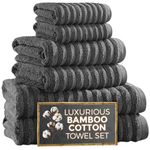 Towelogy® Luxury Towel Bale Set | Premium Blend of 60% Bamboo and 40% Cotton | 2x Bath Towels, 2x Hand Towels, 2x Face Cloths | Super Soft, Quick Dry and Skin-Friendly Bathroom Towels (Grey)