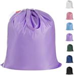 Polecasa Small Heavy Duty Laundry Bag with 130gsm Tear Resistant Fabric and Handles, Easy to Carry Durable Dirty Clothes Drawstring Bag, Perfect for College Dorm, Travel 21”x24”,Purple