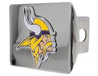 Minnesota Vikings NFL Chrome Metal Hitch Cover with 3D Colored Team Logo by FANMATS - Unique Team Logo Molded Design – Easy Installation on Truck, SUV, Car - Ideal Gift for Die Hard Football Fan