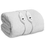 Dreamcatcher Electric Blanket King Size 203x152cm, Fully Fitted Sherpa Fleece Electric Blanket, Underblanket Mattress Cover, 3x Heat Settings, 2x Controllers and Machine Washable White Heated Blanket