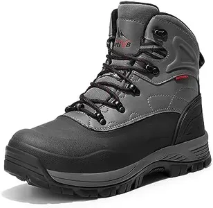 NORTIV 8 Men's Insulated Waterproof Construction Hiking Winter Snow Boots A0014 GREY/1 Size 10.5