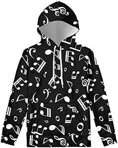 Forchrinse White Music Note Men’s Fleece Hooded Sweatshirt Hoodie Long Sleeve